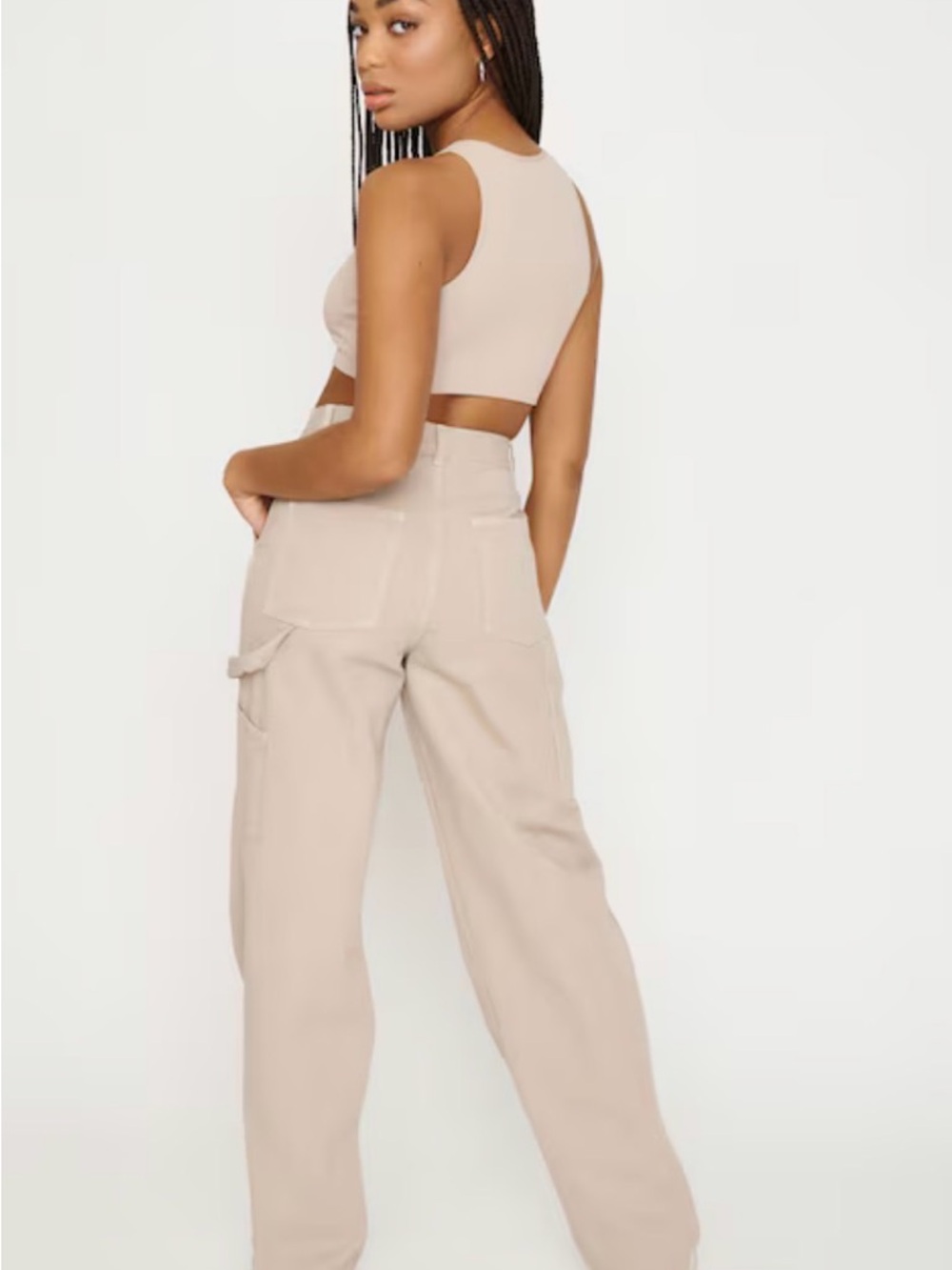 Garage Wide-Leg Cargo Pants in Light Beige